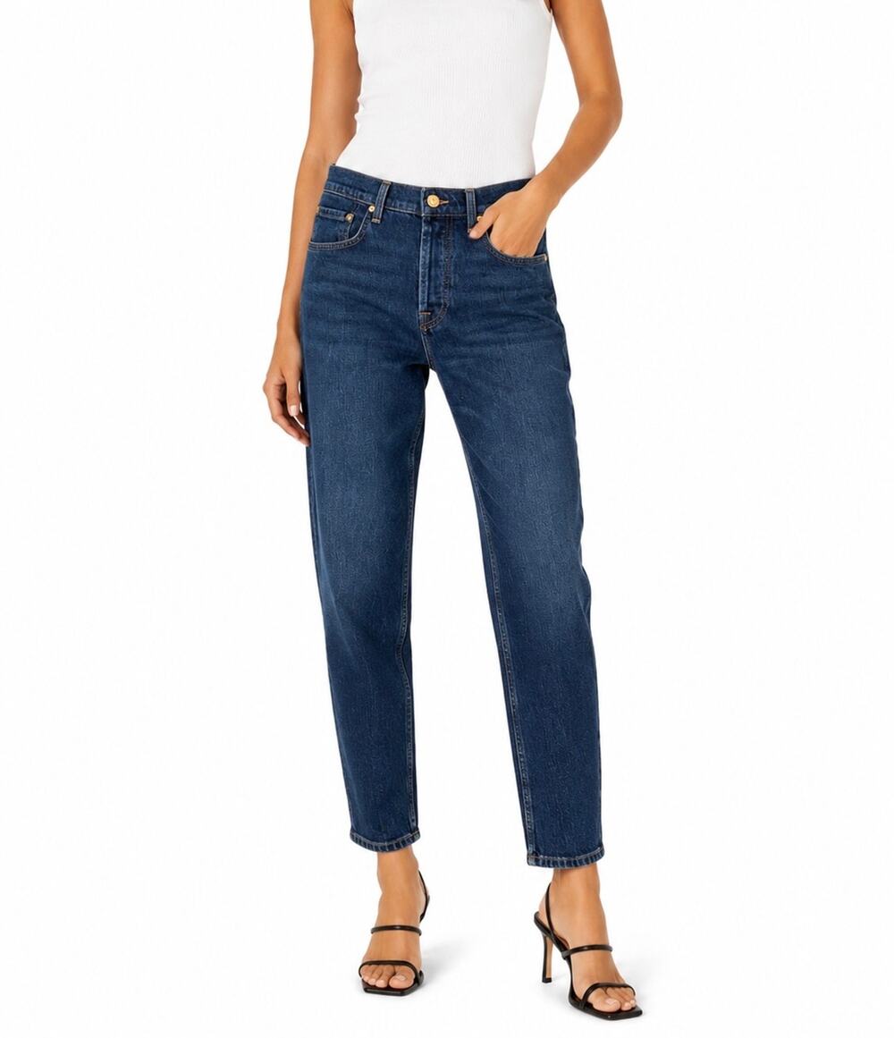 NWT 7 For All Mankind Julia Boyfriend Tapered Jeans Dark Blue Wash Size 25